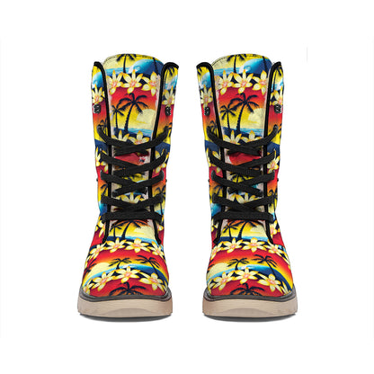 Tropical Sunset Pattern Print Winter Boots
