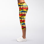 Tropical Sunset Pattern Print Women's Capri Leggings