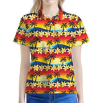 Tropical Sunset Pattern Print Women's Polo Shirt