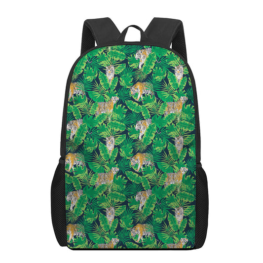Tropical Tiger Pattern Print 17 Inch Backpack