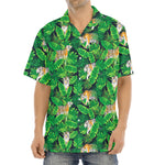 Tropical Tiger Pattern Print Aloha Shirt