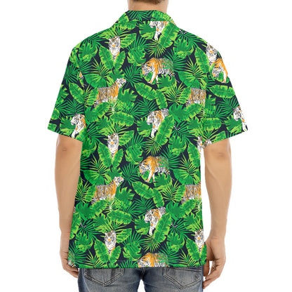 Tropical Tiger Pattern Print Aloha Shirt