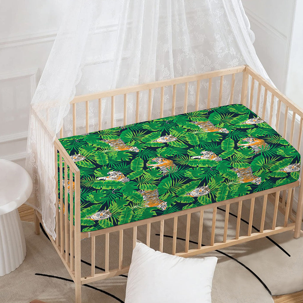 Tropical Tiger Pattern Print Baby Crib Sheet