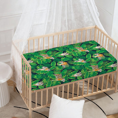 Tropical Tiger Pattern Print Baby Crib Sheet