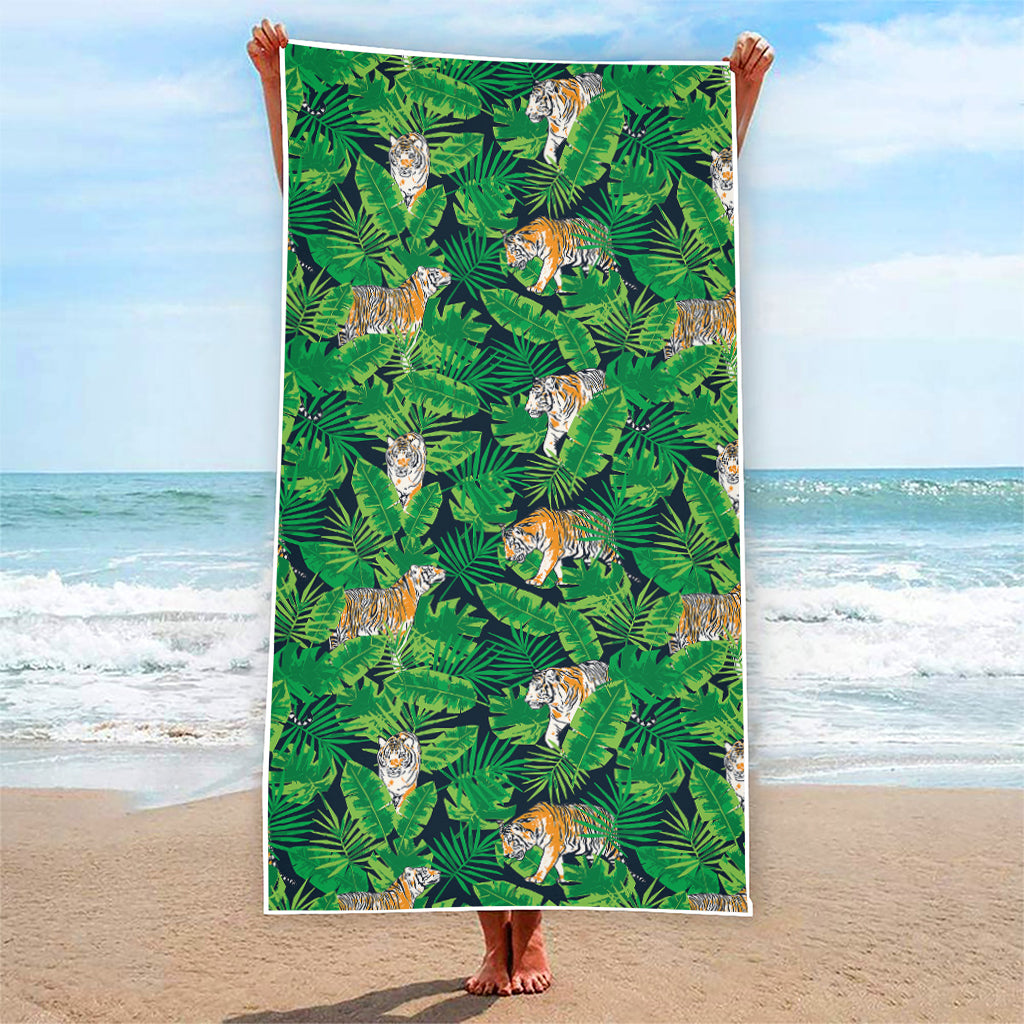 Tropical Tiger Pattern Print Beach Towel