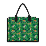 Tropical Tiger Pattern Print Canvas Tote Bag
