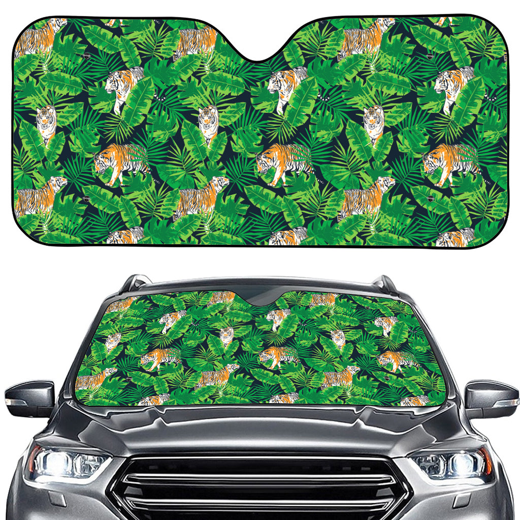 Tropical Tiger Pattern Print Car Windshield Sun Shade