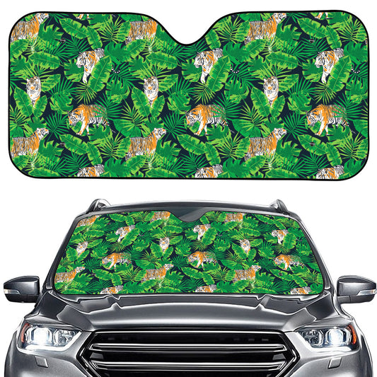 Tropical Tiger Pattern Print Car Windshield Sun Shade