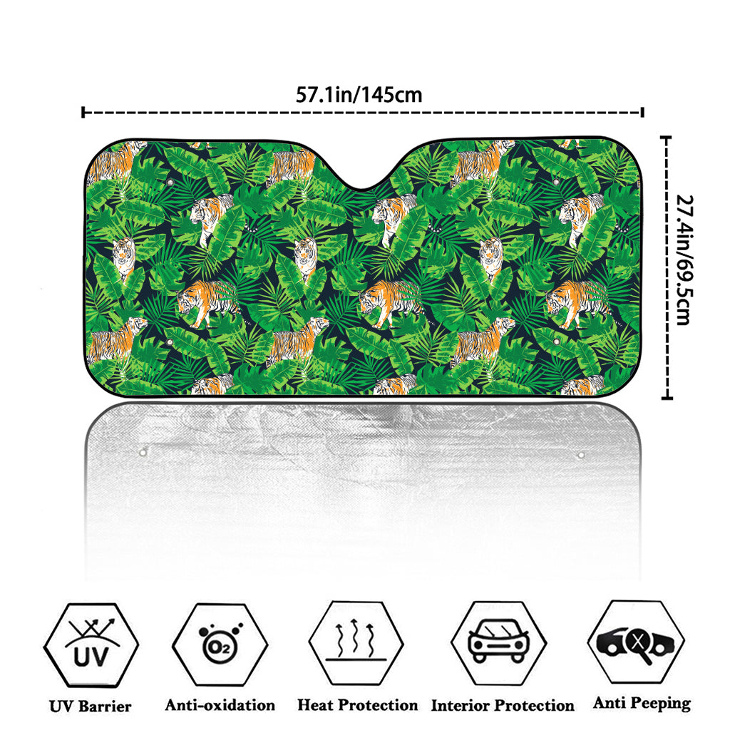 Tropical Tiger Pattern Print Car Windshield Sun Shade