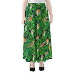 Tropical Tiger Pattern Print Chiffon Maxi Skirt
