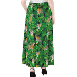 Tropical Tiger Pattern Print Chiffon Maxi Skirt