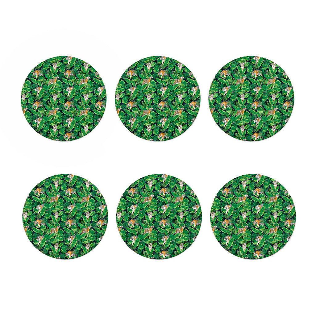 Tropical Tiger Pattern Print Coaster Set
