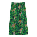 Tropical Tiger Pattern Print Cotton Front Slit Maxi Skirt