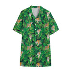 Tropical Tiger Pattern Print Cotton Hawaiian Shirt
