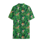 Tropical Tiger Pattern Print Cotton Hawaiian Shirt