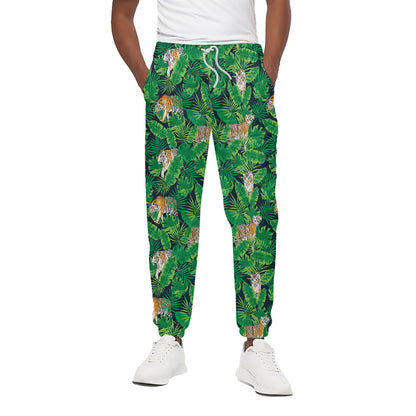 Tropical Tiger Pattern Print Cotton Pants