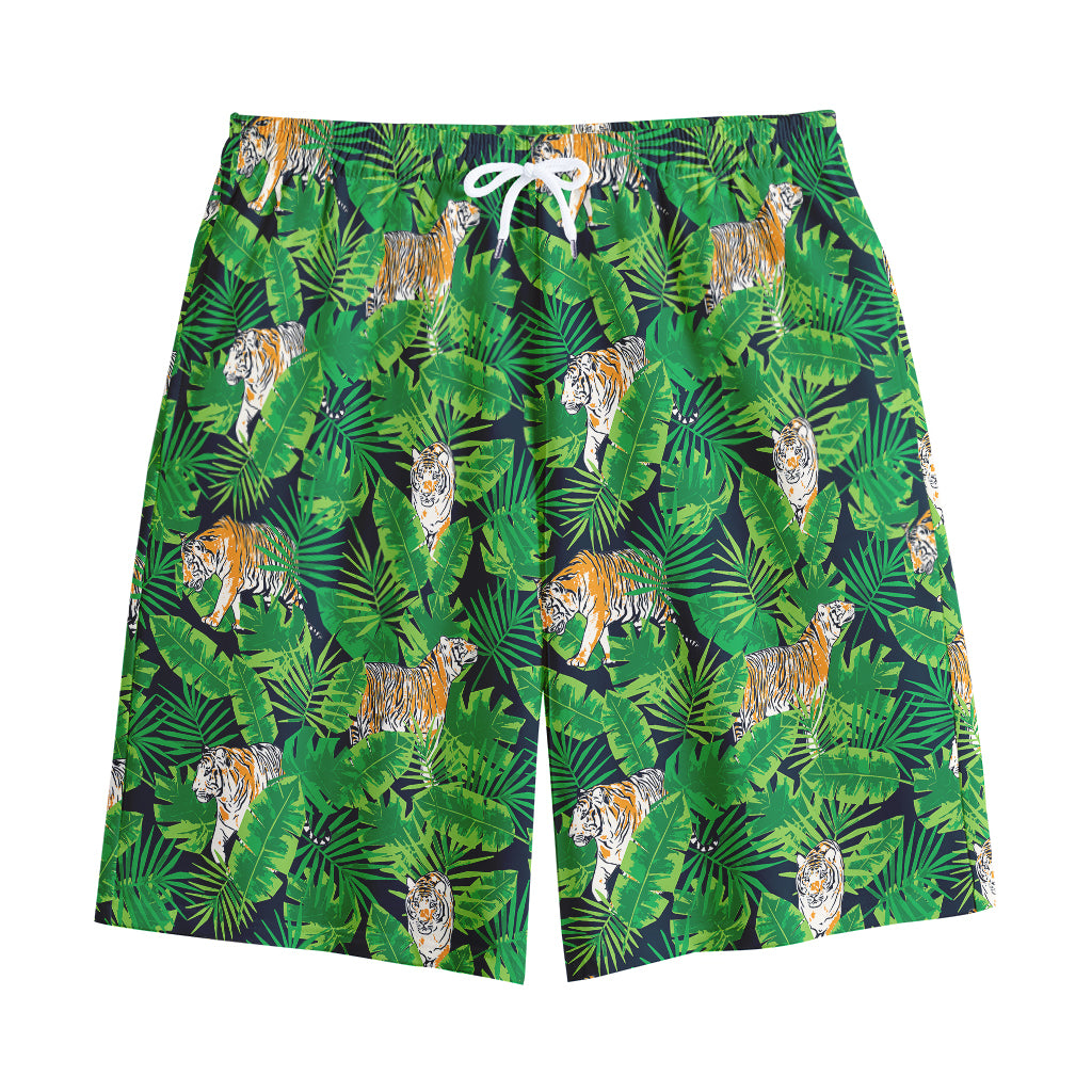Tropical Tiger Pattern Print Cotton Shorts