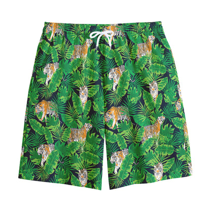 Tropical Tiger Pattern Print Cotton Shorts