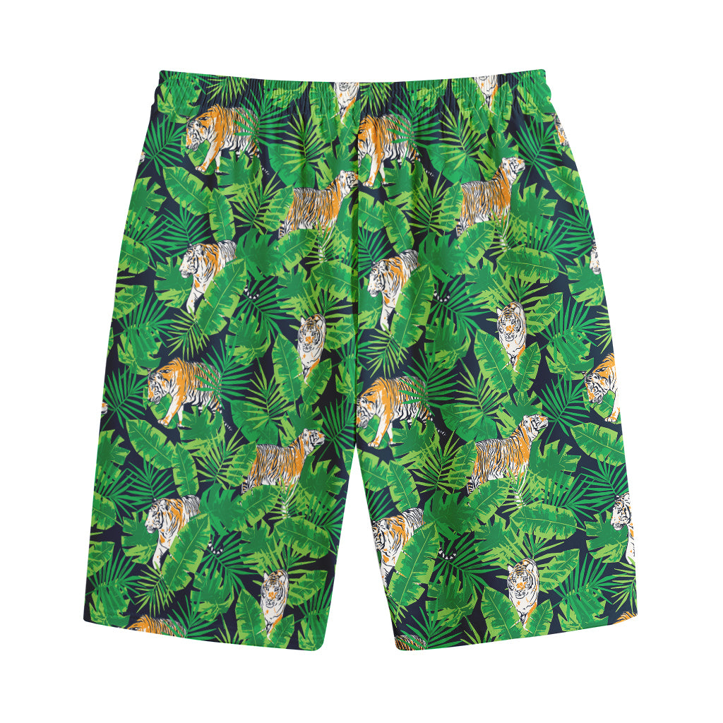 Tropical Tiger Pattern Print Cotton Shorts