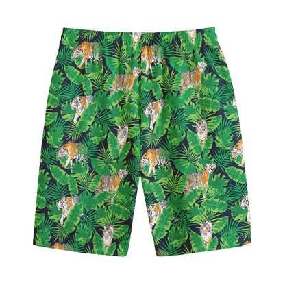 Tropical Tiger Pattern Print Cotton Shorts