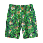 Tropical Tiger Pattern Print Cotton Shorts