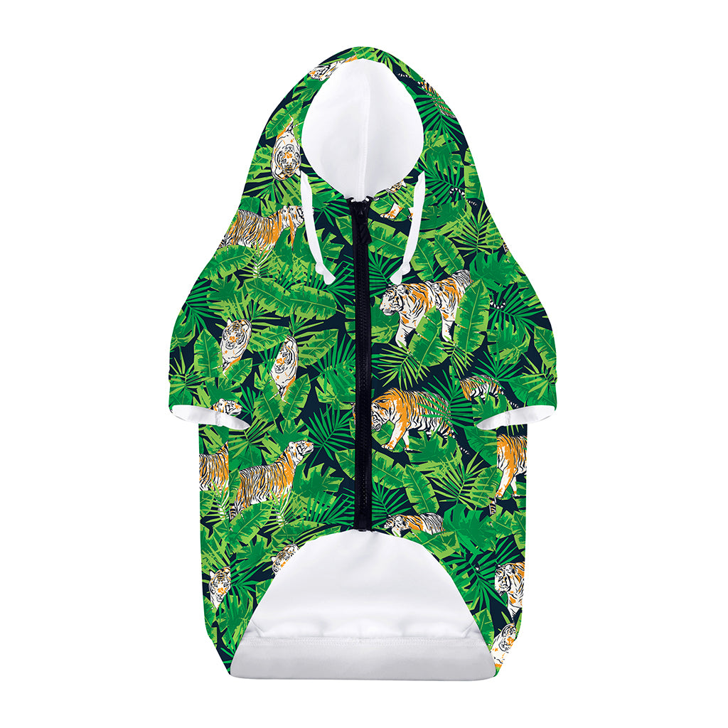 Tropical Tiger Pattern Print Dog Zip Up Hoodie
