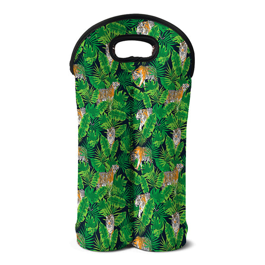 Tropical Tiger Pattern Print Double Neoprene Wine Tote