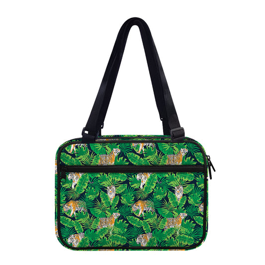 Tropical Tiger Pattern Print Double Strap Bible Bag