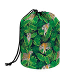 Tropical Tiger Pattern Print Drawstring Makeup Bag