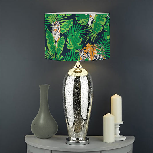 Tropical Tiger Pattern Print Drum Lamp Shade