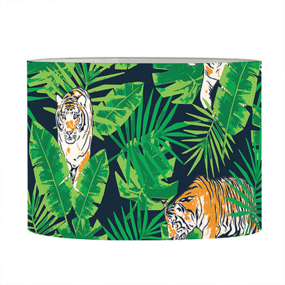 Tropical Tiger Pattern Print Drum Lamp Shade