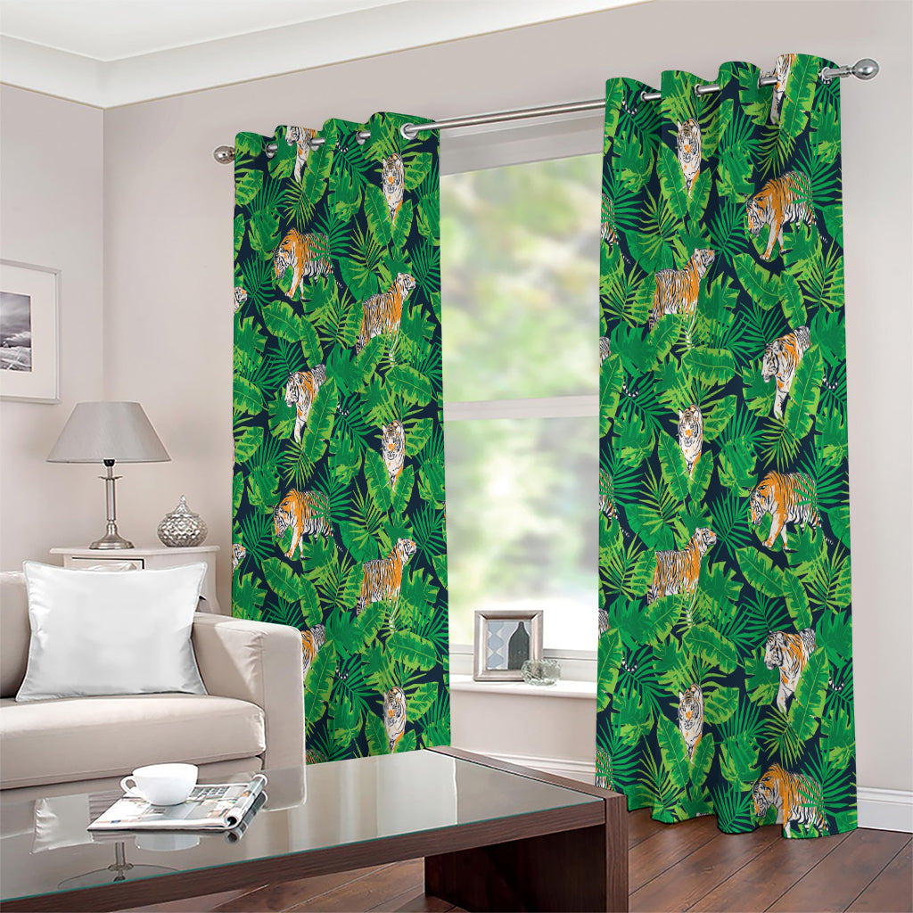Tropical Tiger Pattern Print Extra Wide Grommet Curtains