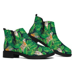 Tropical Tiger Pattern Print Flat Ankle Boots