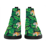 Tropical Tiger Pattern Print Flat Ankle Boots