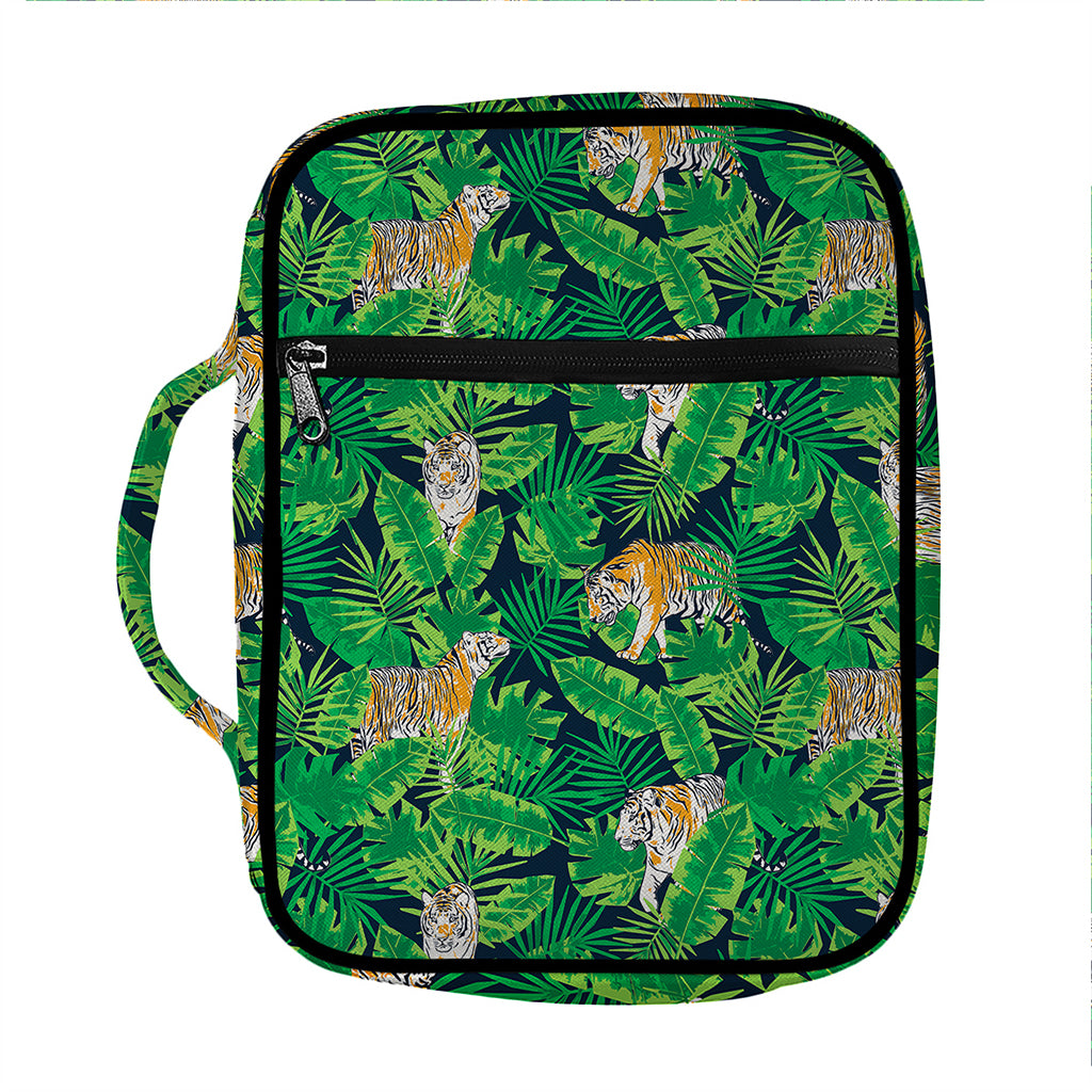 Tropical Tiger Pattern Print Front Pocket Bible Bag