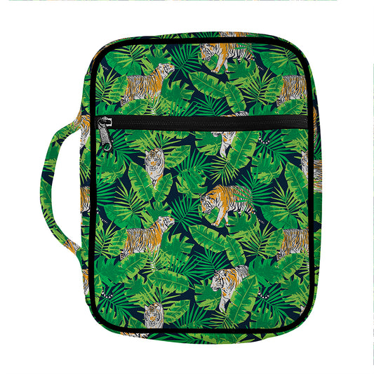 Tropical Tiger Pattern Print Front Pocket Bible Bag