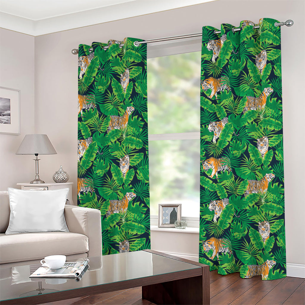 Tropical Tiger Pattern Print Grommet Curtains