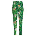 Tropical Tiger Pattern Print High-Waisted Pocket Leggings