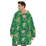 Tropical Tiger Pattern Print Hoodie Blanket