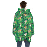 Tropical Tiger Pattern Print Hoodie Blanket