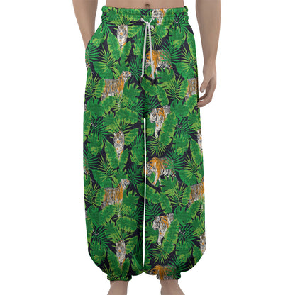 Tropical Tiger Pattern Print Lantern Pants