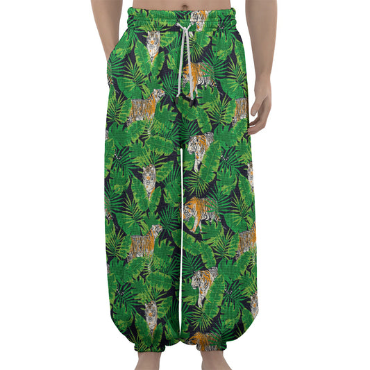 Tropical Tiger Pattern Print Lantern Pants