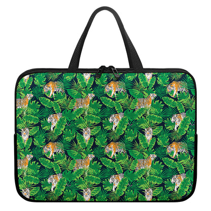 Tropical Tiger Pattern Print Laptop Sleeve With Handle