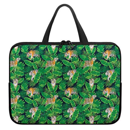 Tropical Tiger Pattern Print Laptop Sleeve With Handle