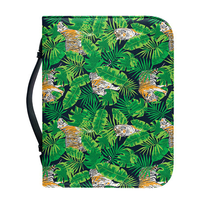 Tropical Tiger Pattern Print Leather Bible Cover