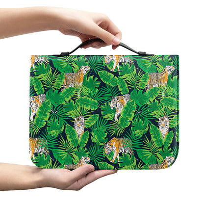 Tropical Tiger Pattern Print Leather Bible Cover