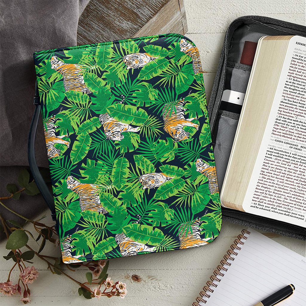Tropical Tiger Pattern Print Leather Bible Cover
