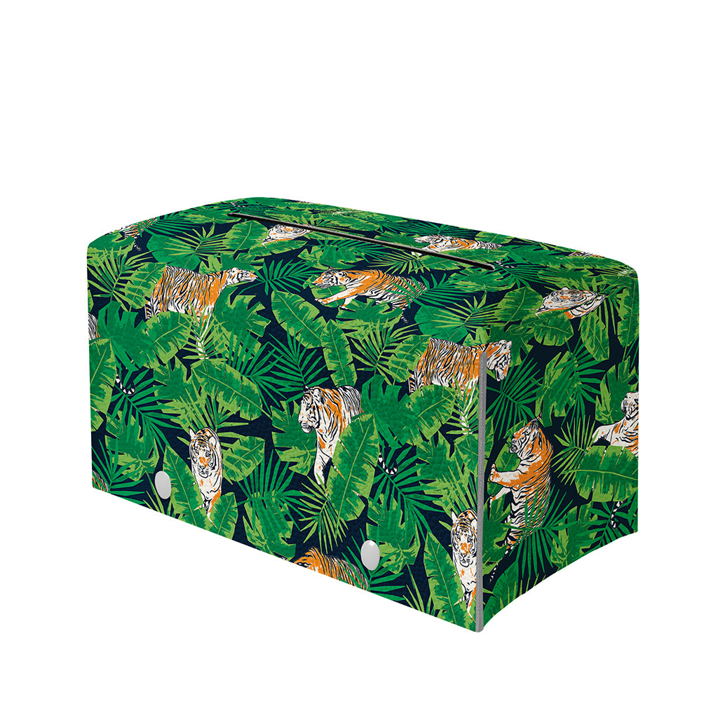 Tropical Tiger Pattern Print Leather Tissue Box Cover