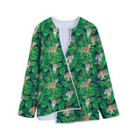 Tropical Tiger Pattern Print Long Sleeve Short Coat