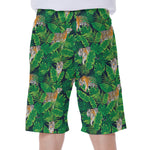 Tropical Tiger Pattern Print Men's Beach Shorts